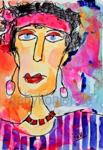 Lady Pinkpower Original Aquarell