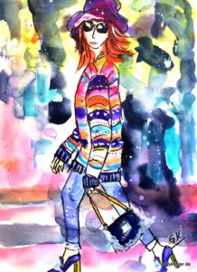 Modische Frau im Streetstyle-Look